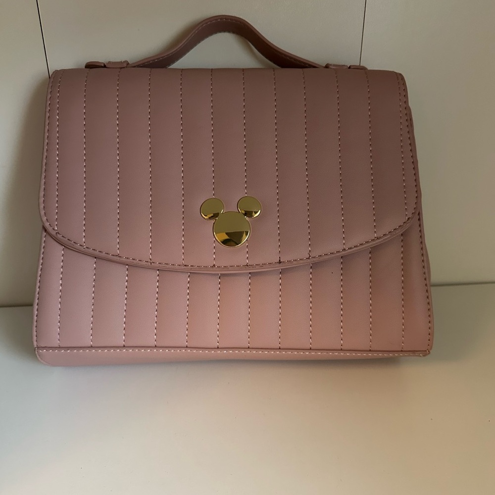 Disney Pink Satchel with Gold Mickey Accent